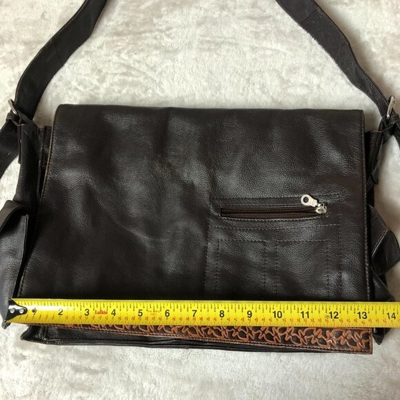 Brown Leather Satchel Messenger Bag - Picture 10 of 14